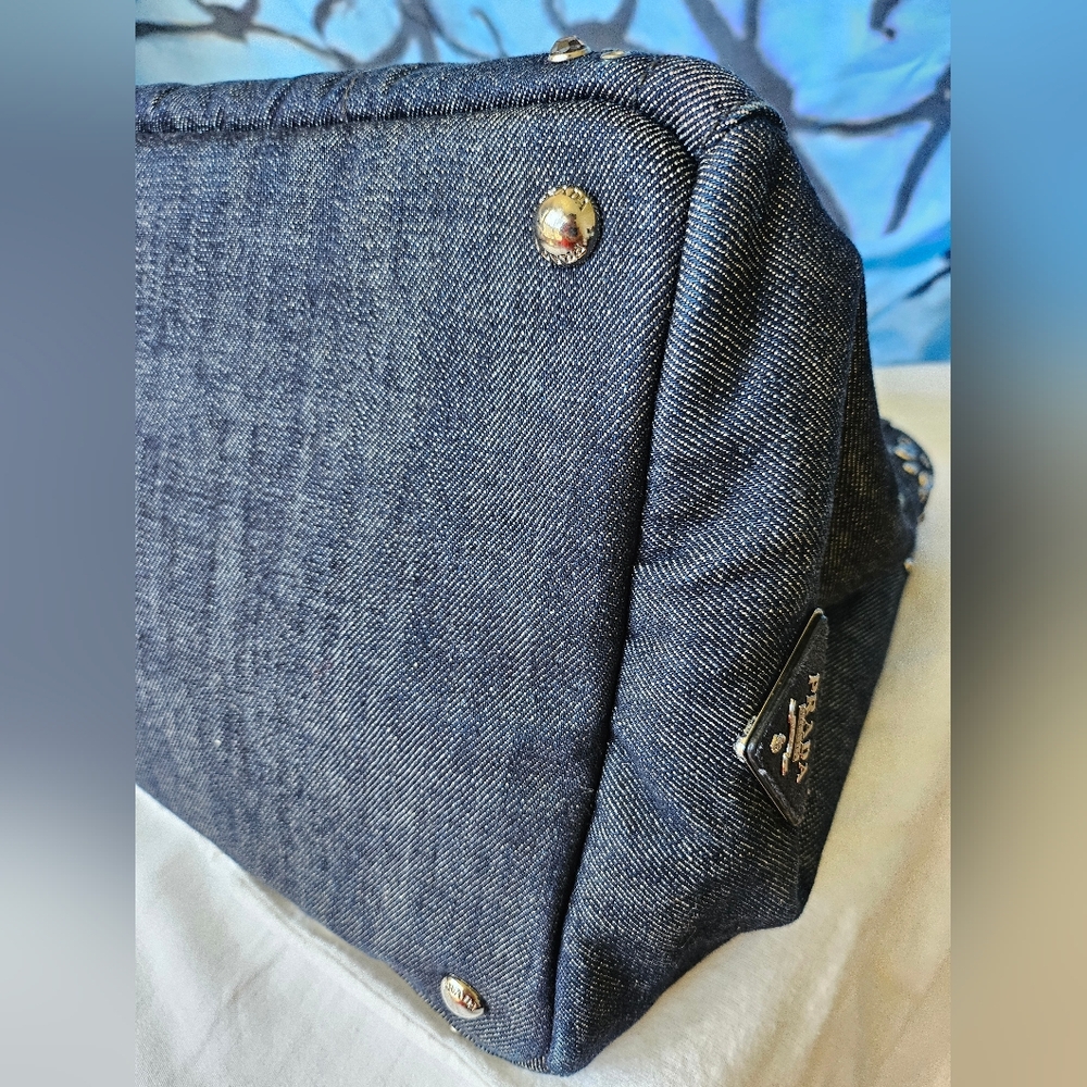 EUC Prada Canapa 2 way Studded Tote Bag - Picture 6 of 17